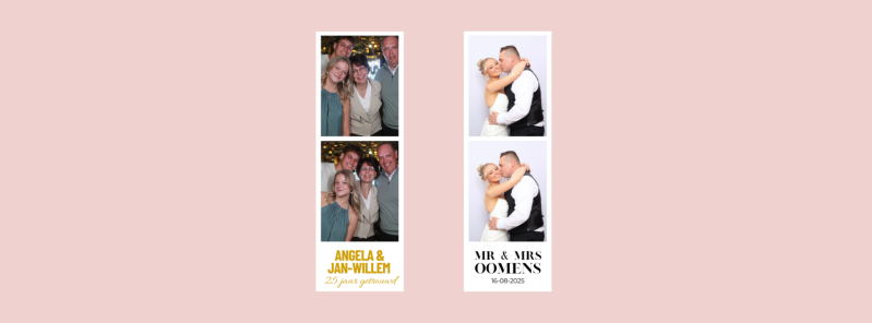 Sfeervolle fotostrip lay-out van Click it photobooth voor evenement