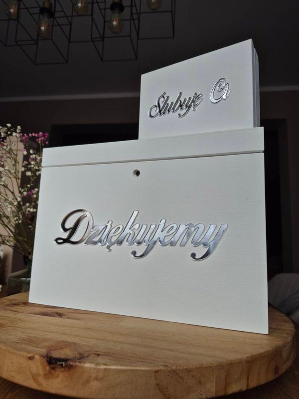 Skrzynia na koperty - Biała + Srebrne