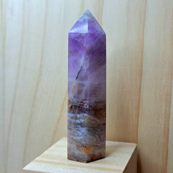 Punt - Amethist met kant agaat - H 10 cm