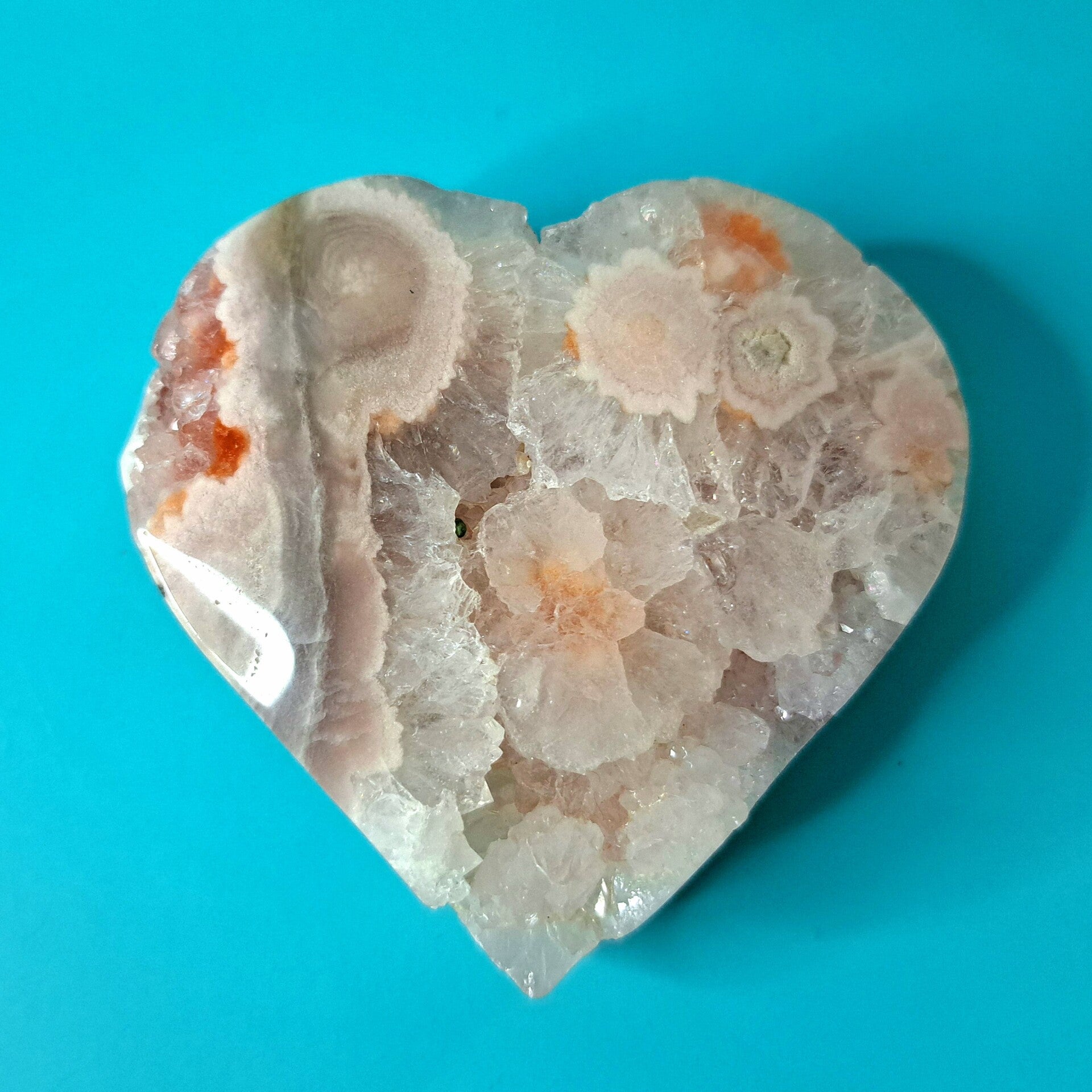 Geode - Kersenbloesem agaat - Hart -  8 cm