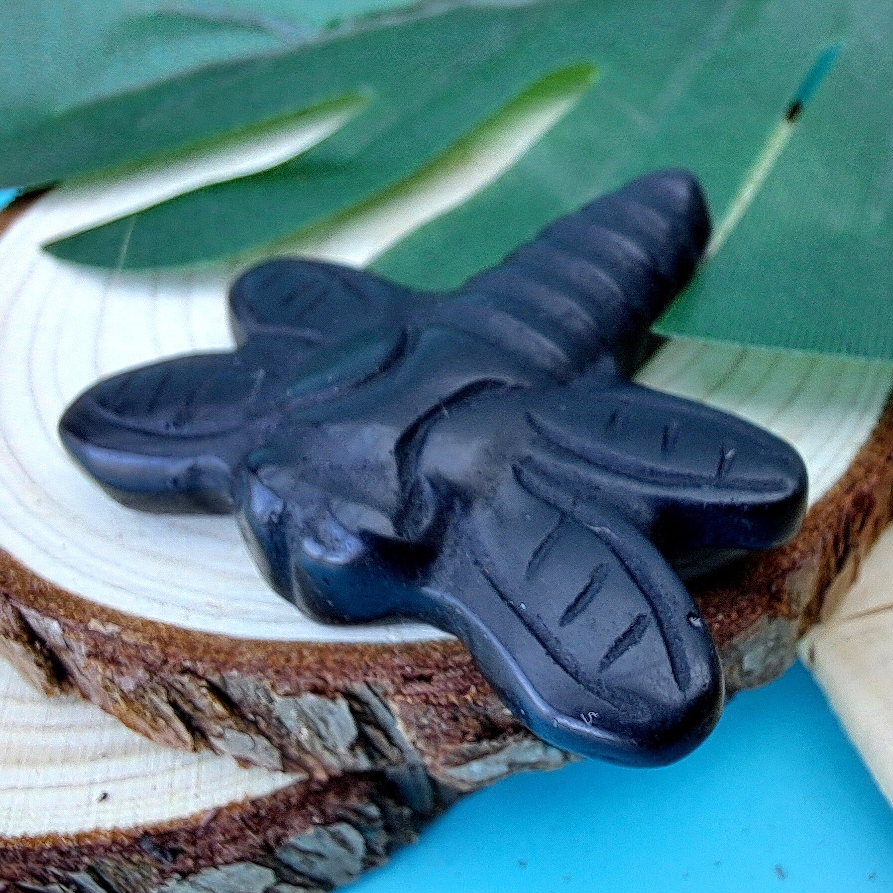 Collectibles - Libelle - Obsidiaan - +/- 4 cm