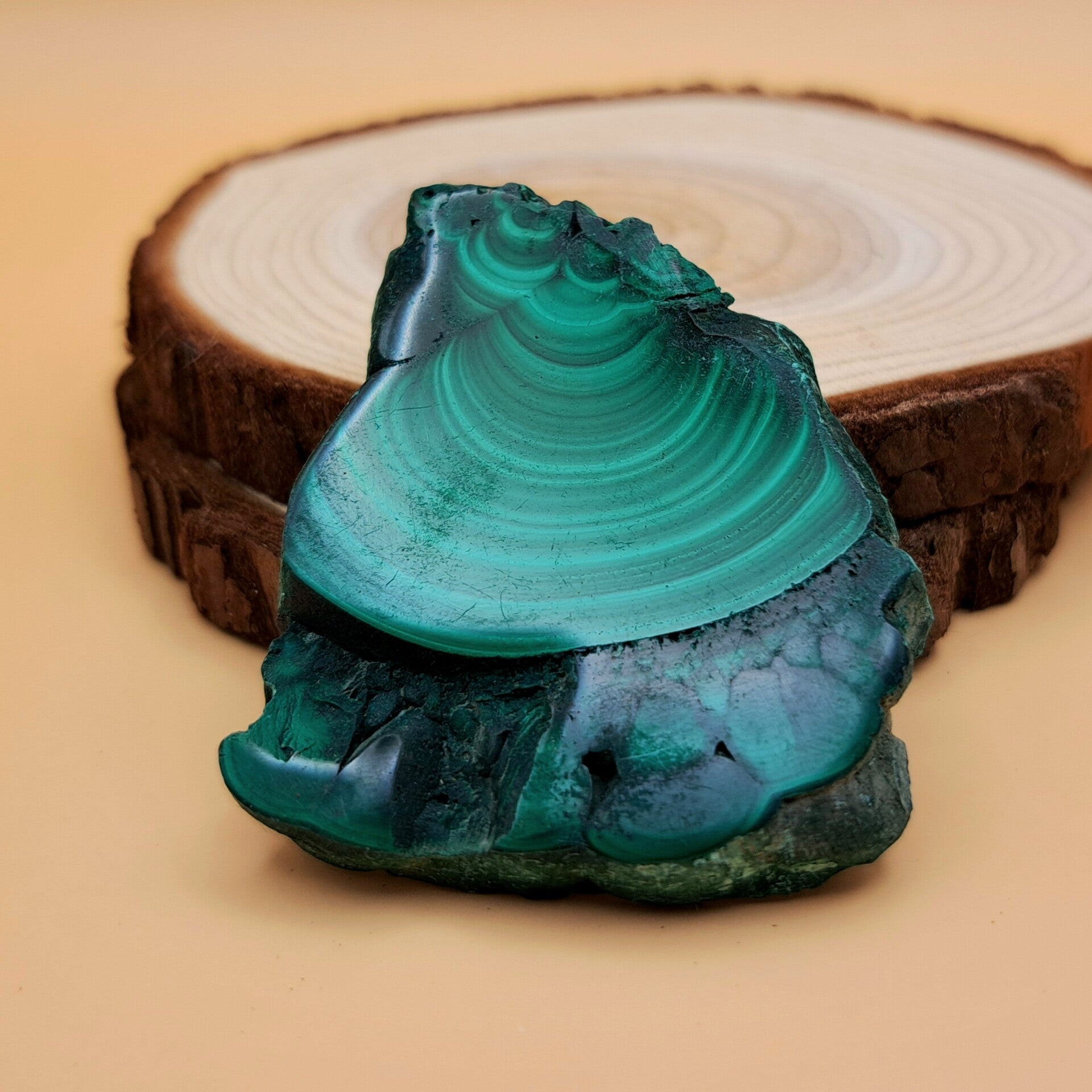 Gladde steen - Malachiet schijf - 5 cm