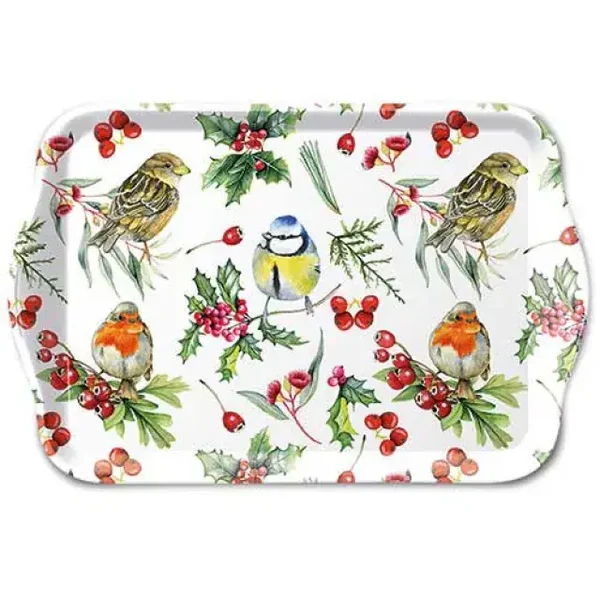 Birds in winter dienblad 13 x 21 cm