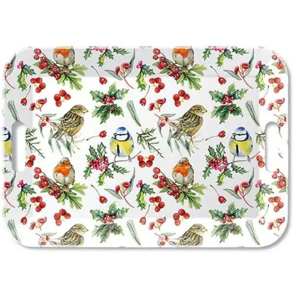 Birds in winter dienblad 33 x 47 cm