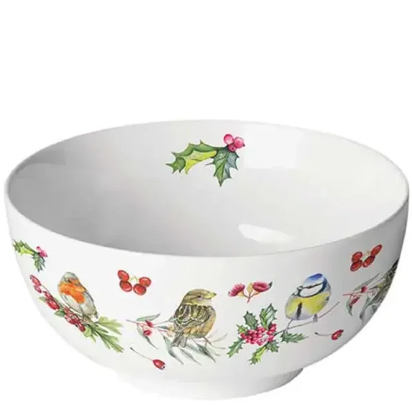 Birds in winter bowl