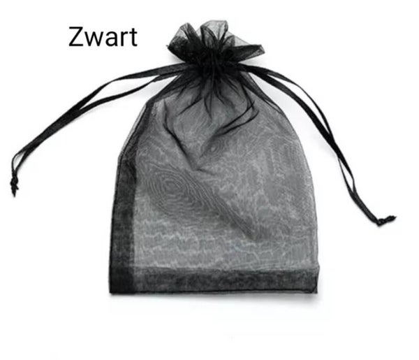 Organza zakje zwart 7 x 9 cm