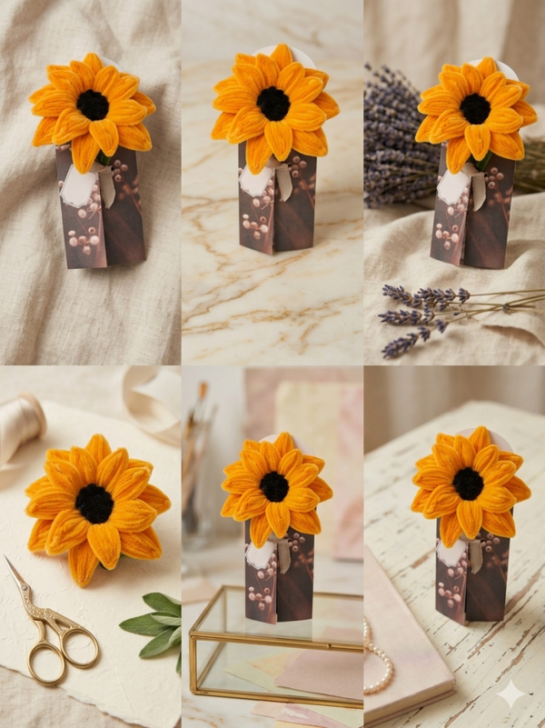 Tournesol orange double en fil chenille – Une touche de soleil pour votre décoration