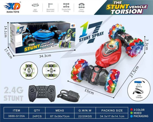 1:7 Scale 2.4G Dual-Control Torsion Stunt Spray Car with Lights