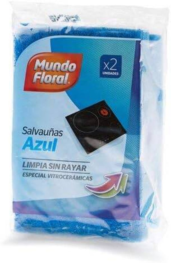 Mundo Floral Estropajos salvauñas de Fibra Azul Que no Rayan. Pack 2 uds.