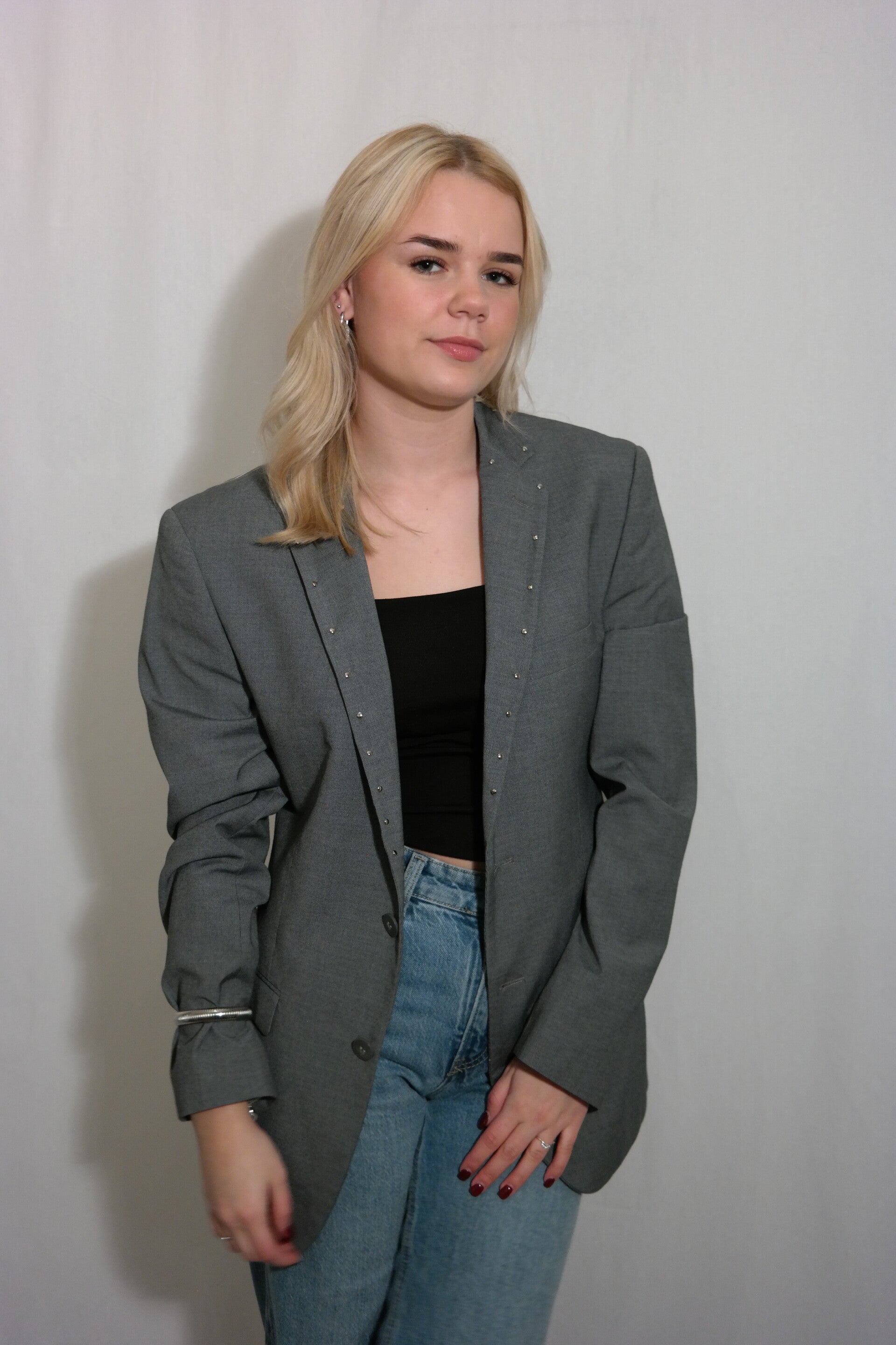 Grey stud blazer