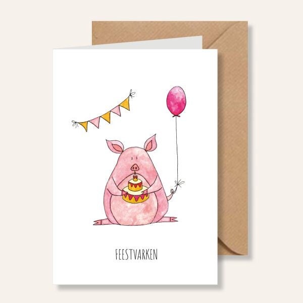 Wenskaart l Feestvarken