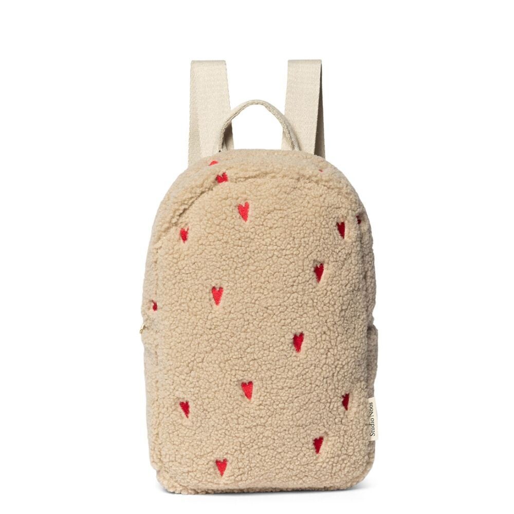 Studio Noos | Ecru teddy mini backpack Hearts