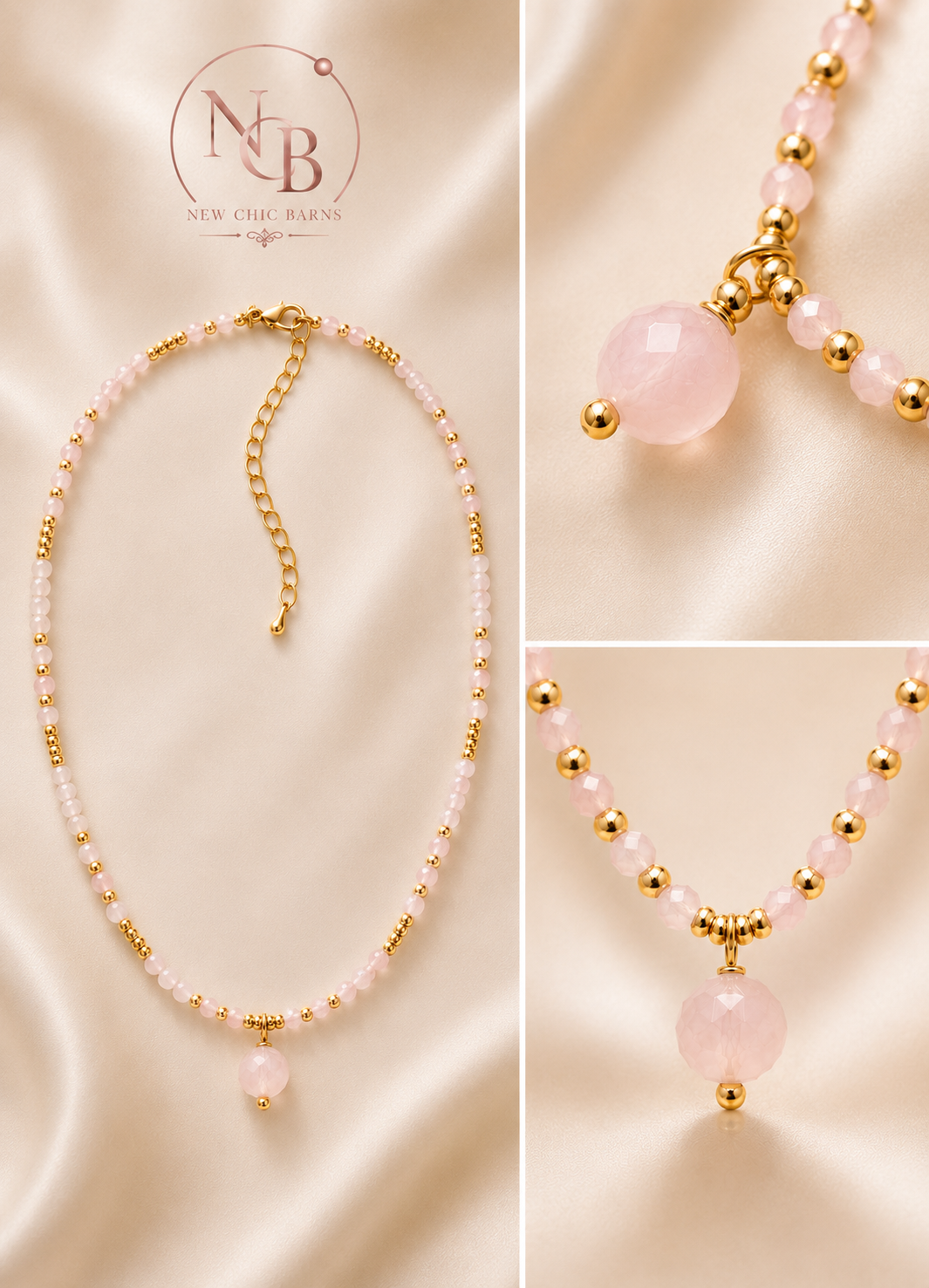 Collier en Quartz Rose – Tendresse & Élégance Quartz Rose