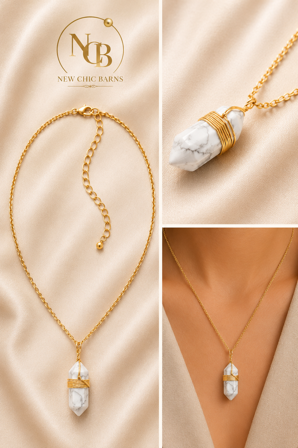 Collier BOHO – Howlite Blanche