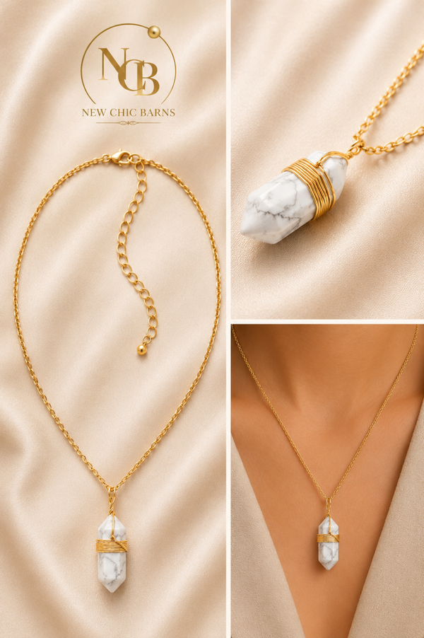 Collier BOHO – Howlite Blanche