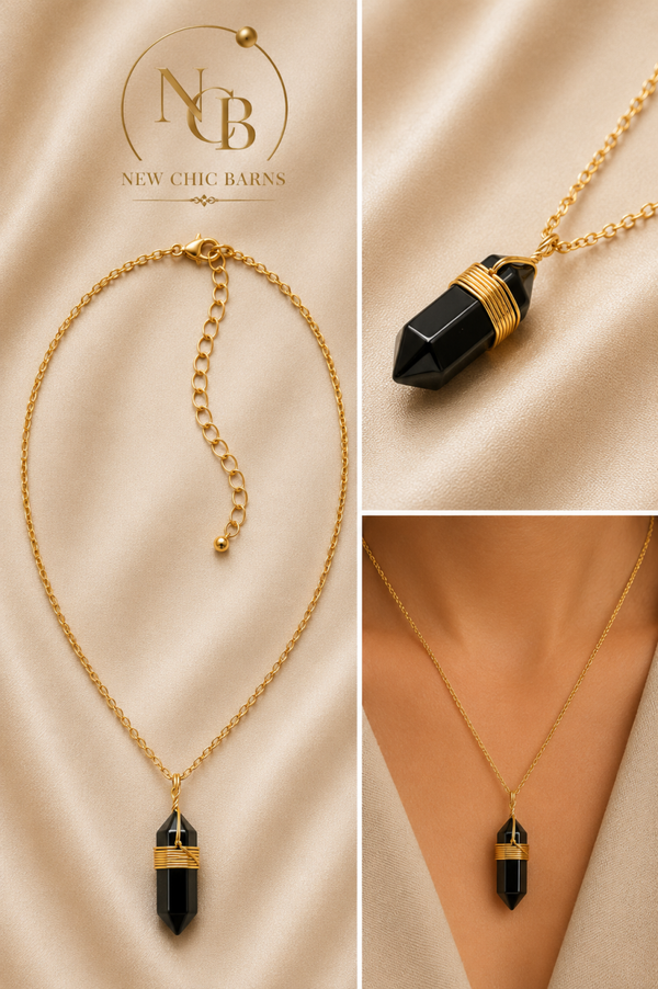 Collier BOHO – Obsidienne Noire
