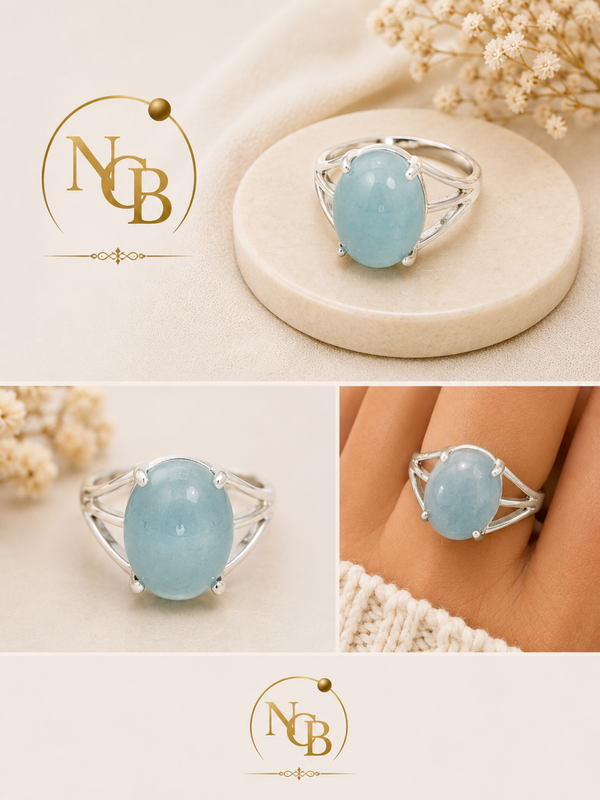 Bague en Aigue-Marine – Argent 925
