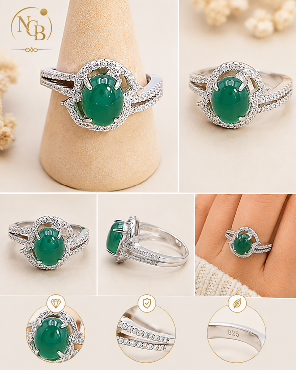 Bague en Chrysoprase – Argent 925 Rhodié