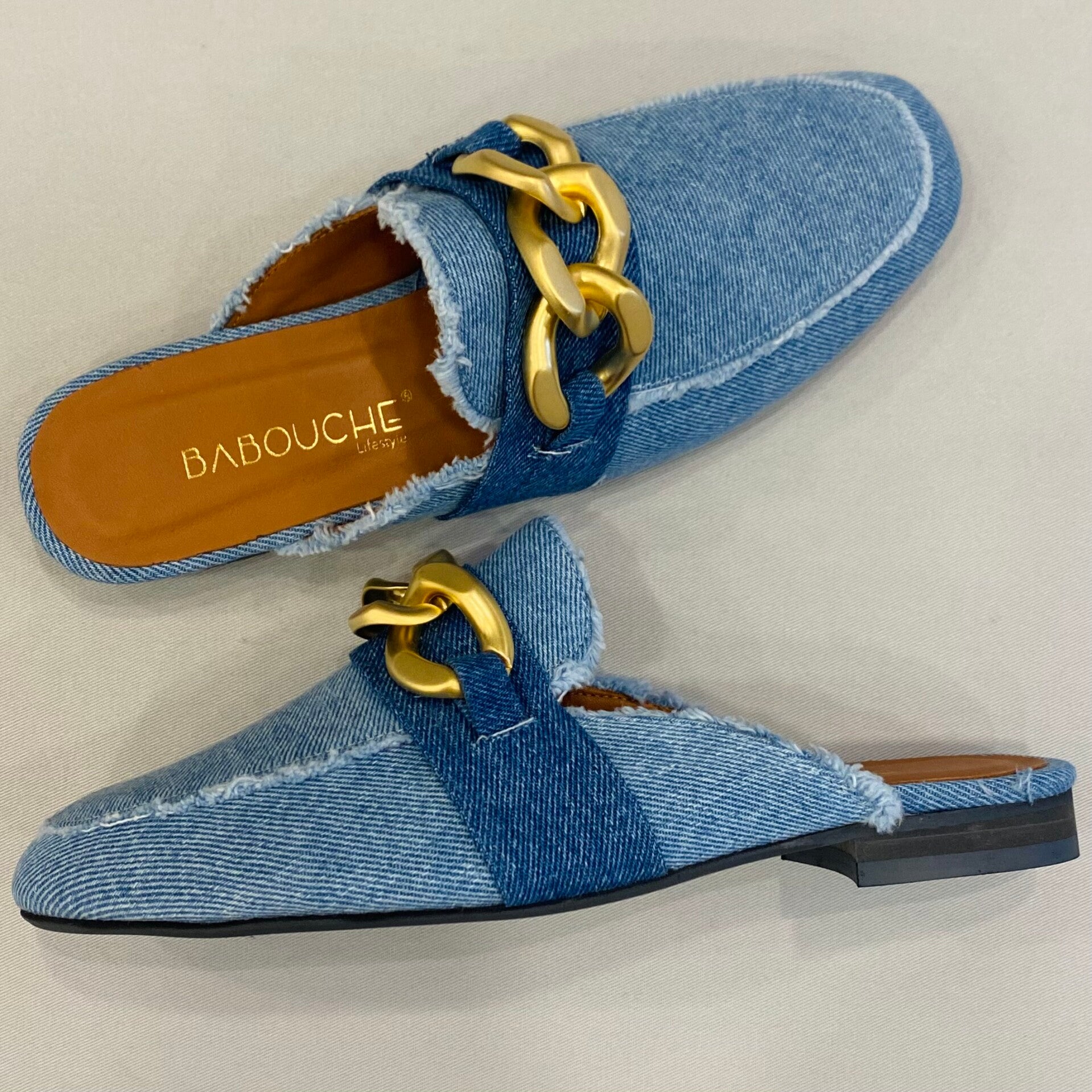 Babouche Sammy-33 slipper leer jeans