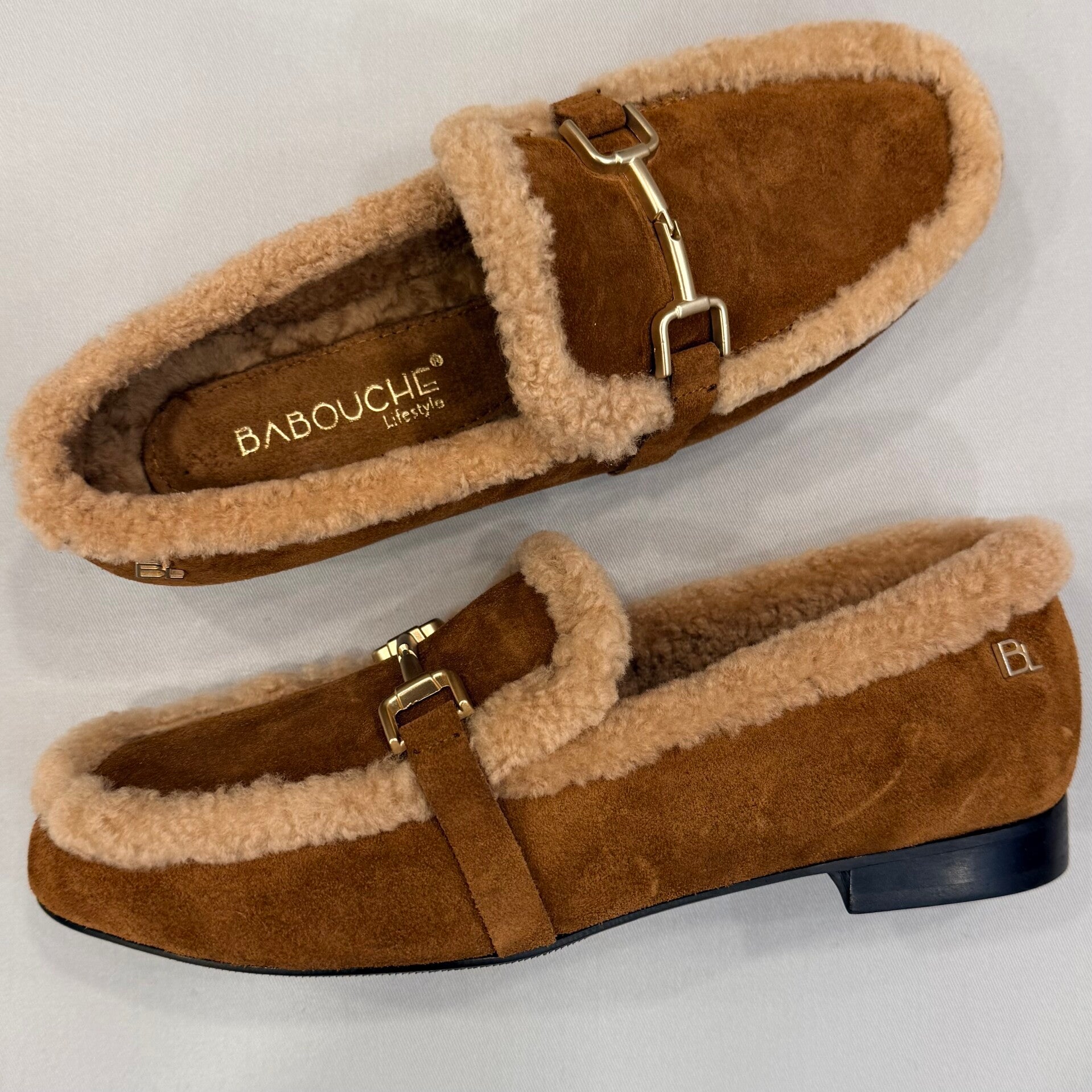 Babouche MG-Loki-2 loafer suede gevoerd met wol