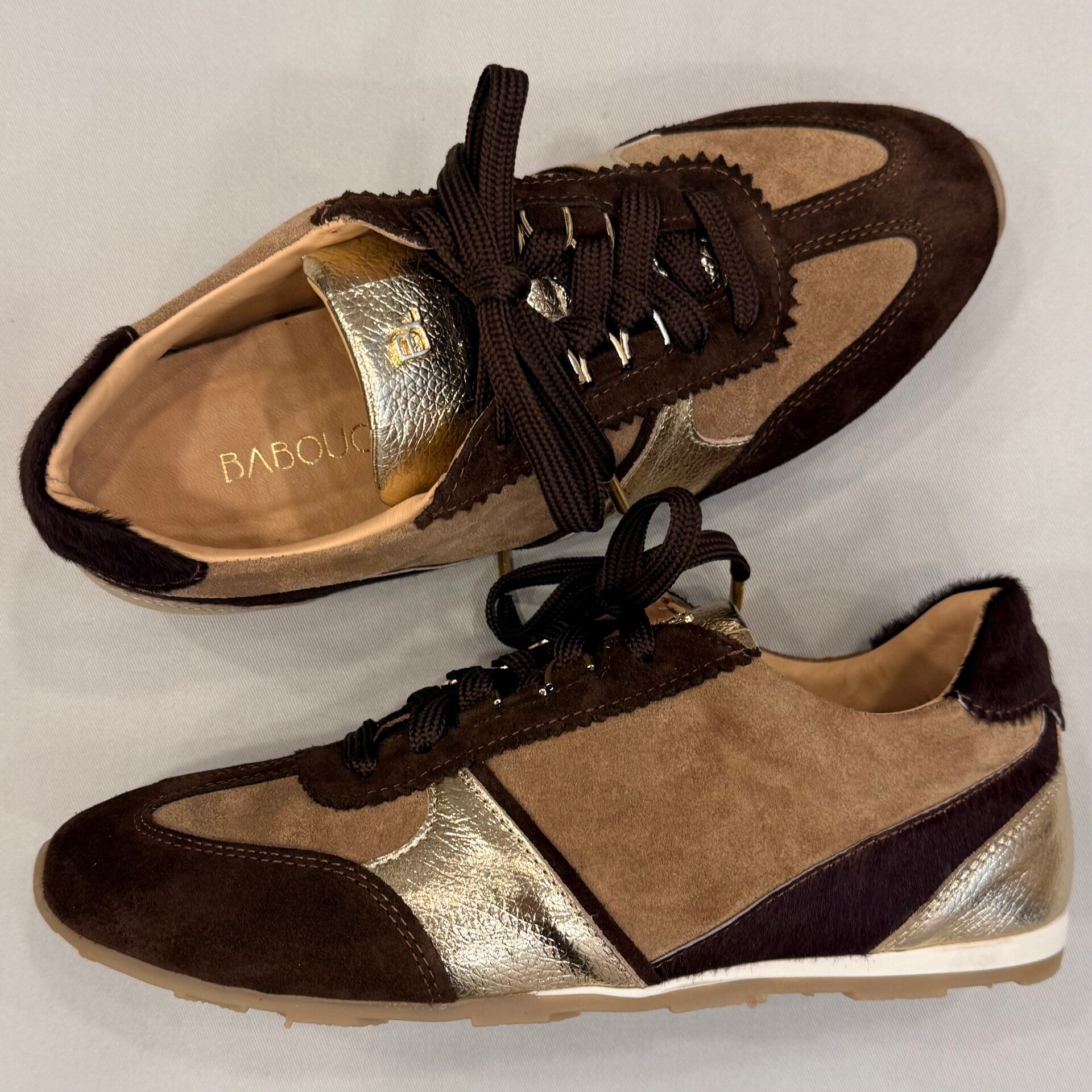 Babouche Saffa-219 sneaker leer suede bruin