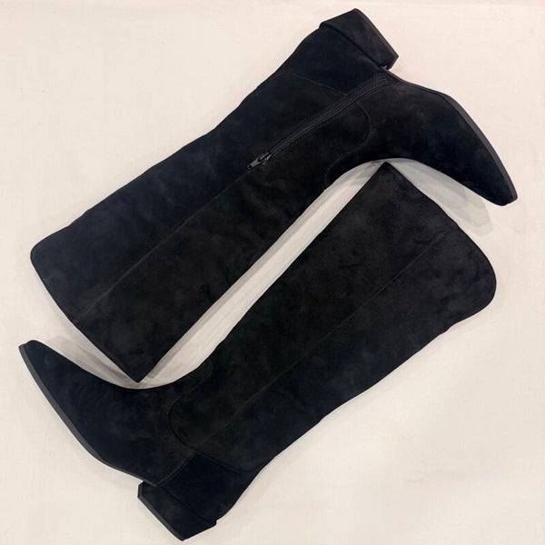 Högl 2-102922 Laars suede zwart met lage hak en rits