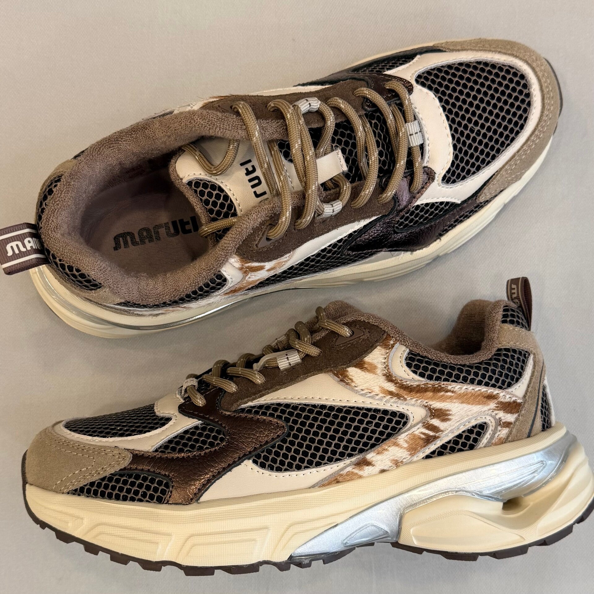 Maruti Roma sneaker leer suede zand brons