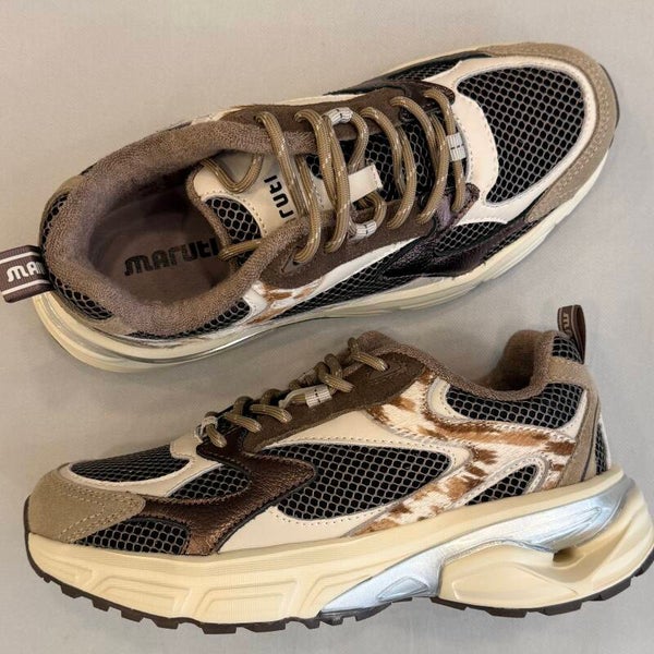 Maruti Roma sneaker leer suede zand brons