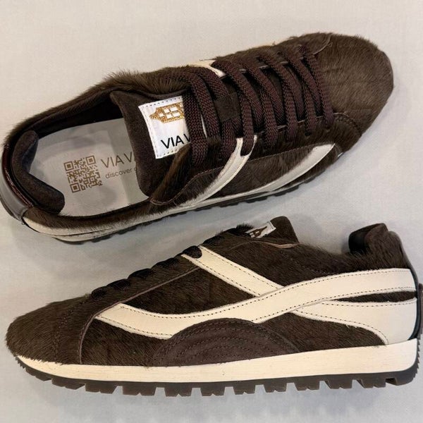 Via Vai 62472-02-316 Scott Demi sneaker leer pony hair bruin