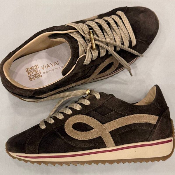 Via VaI 62471-02-316 Mikki Eve sneaker leer suede donker bruin