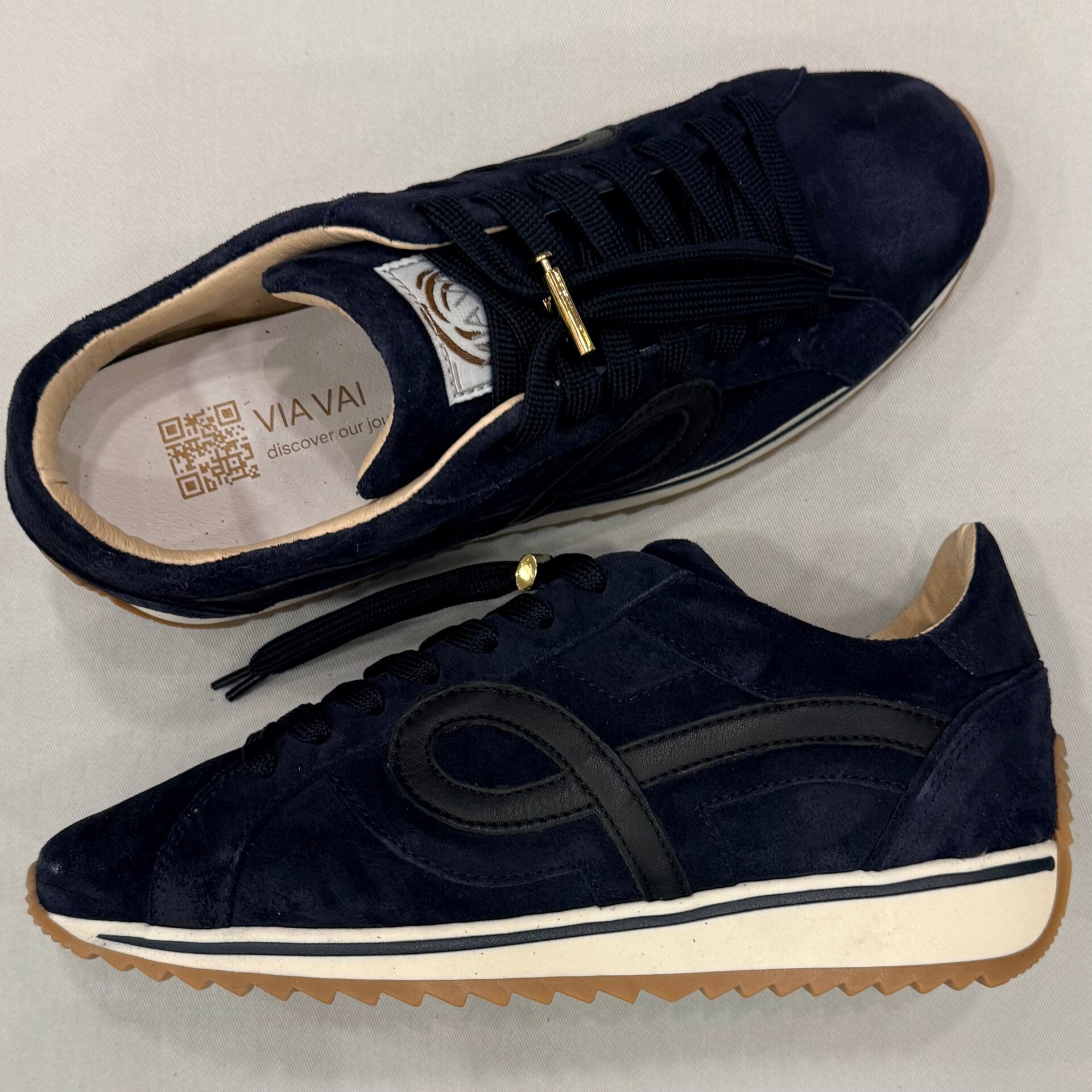 Via Vai 62471-02-1167 Mikki Eve sneaker leer suede donker blauw