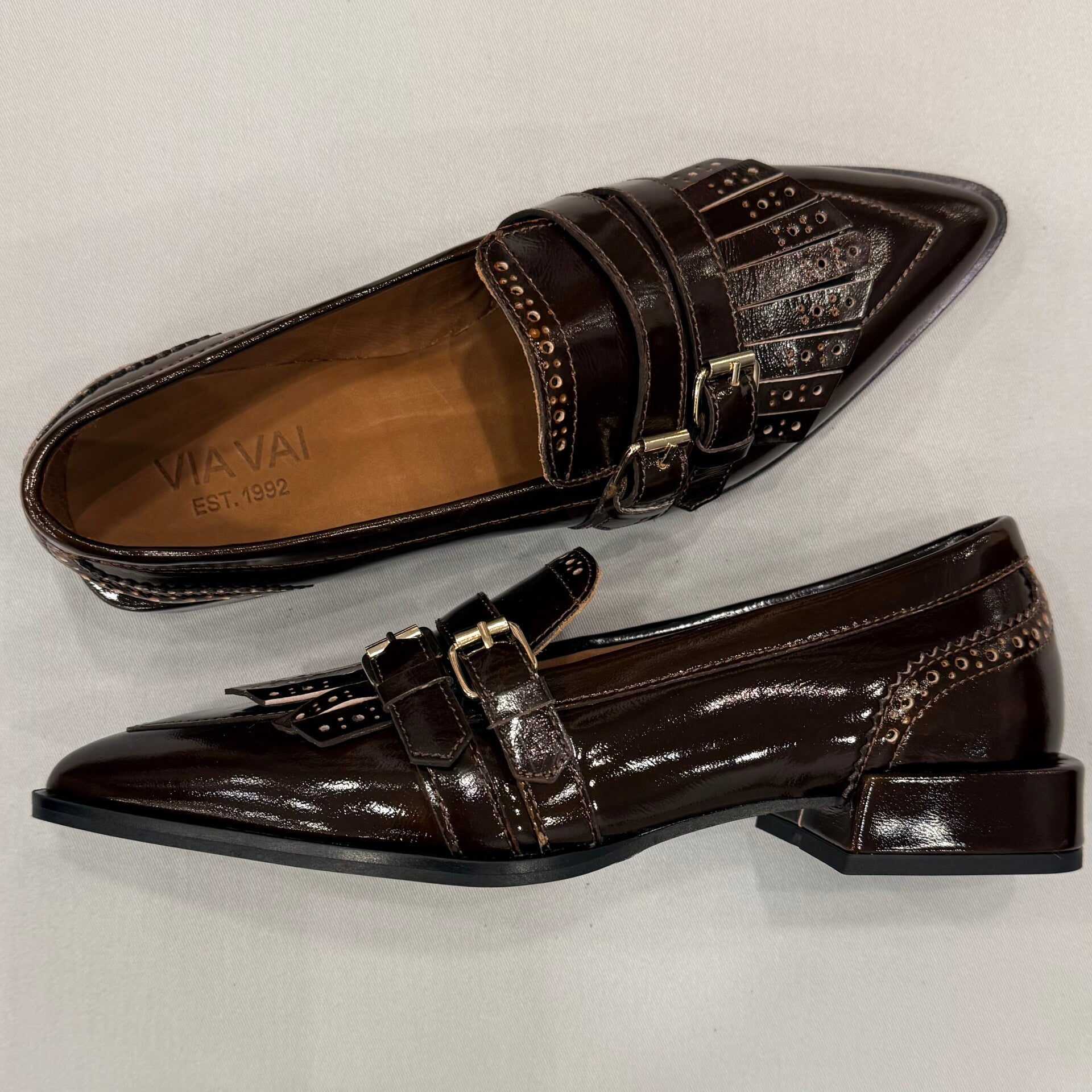 Via Vai 62431-01-308 Jazz Lucy loafer lak leer donker bruin