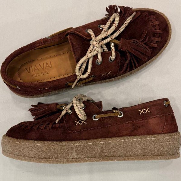 Via Vai 62502-01-1383 Rox Romee loafer suede leer bordeaux