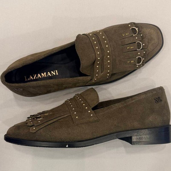 Lazamani 85797 loafer suede leer groen met studs
