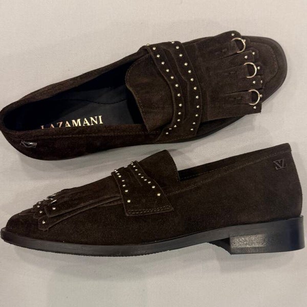 Lazamani 85797 loafer suede leer bruin met studs