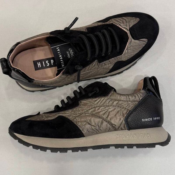Hispanitas 254209 Kansas sneaker leer suede zwart taupe
