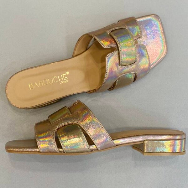 Babouche Sun-17 slipper metallic nude goud