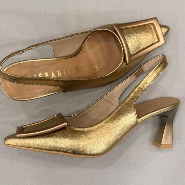 Hispanitas 264850 Giorgia slingback leer mat goudkleurig
