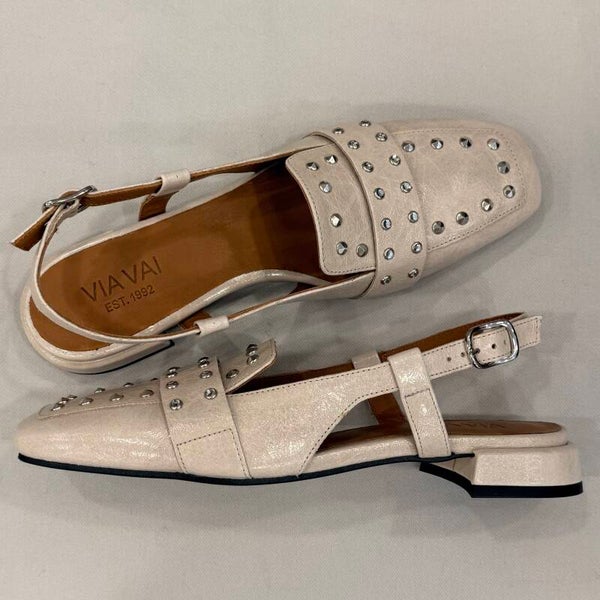 Via Vai 62388-01-946 Julie Damian Slingback leer zand met studs