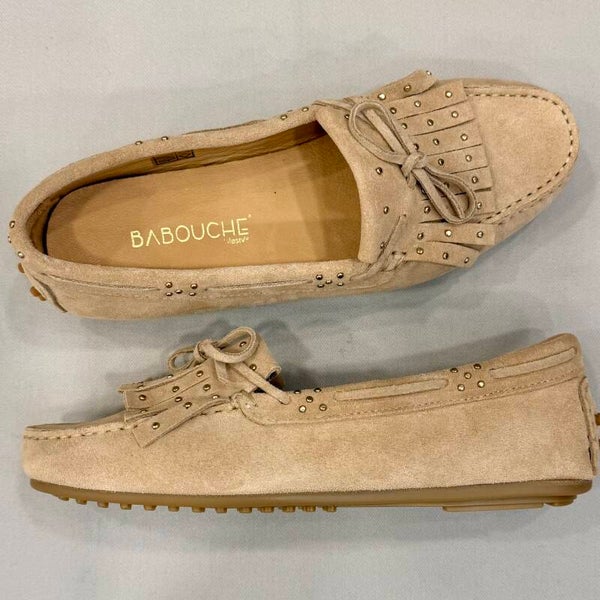 Babouche G-Minke-2 Loafer suede beige met studs
