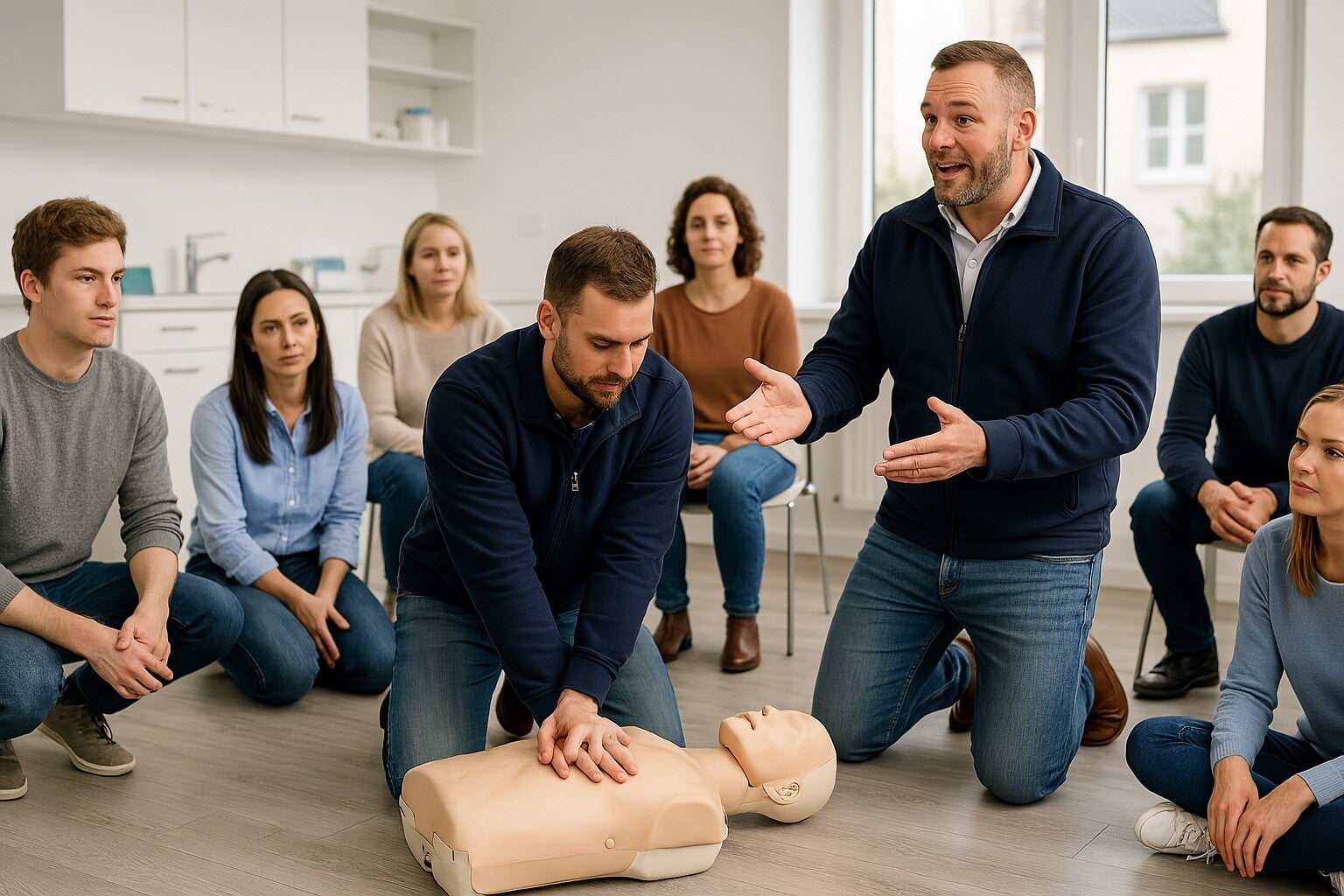 Reanimation eined Teilnehmers bei einem Notfalltraining von Notfalltraining Reymers