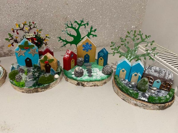CHRISTMAS Wooden Tiny Houses Village Scene / Decoration Workshop with Tutor Kim - Sat 5th Dec 26 - 11am-1pm - The Sanctuary Shop, 3 Chapel St, The Precinct, Bromsgrove, B60 2BW