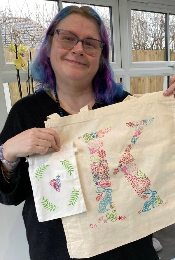Block Printing Tote Bag Workshop with Tutor Kim - Sat 1st Aug 26 - 11am-1pm - Healing Horse Sanctuary, Bromsgrove -£39