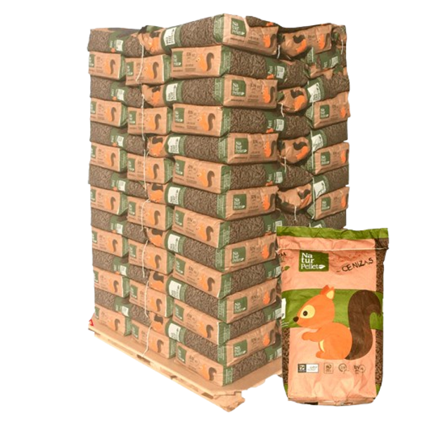 Naturpellets. 10-Palets de 770 sacos certificado Enplus de 15 kg