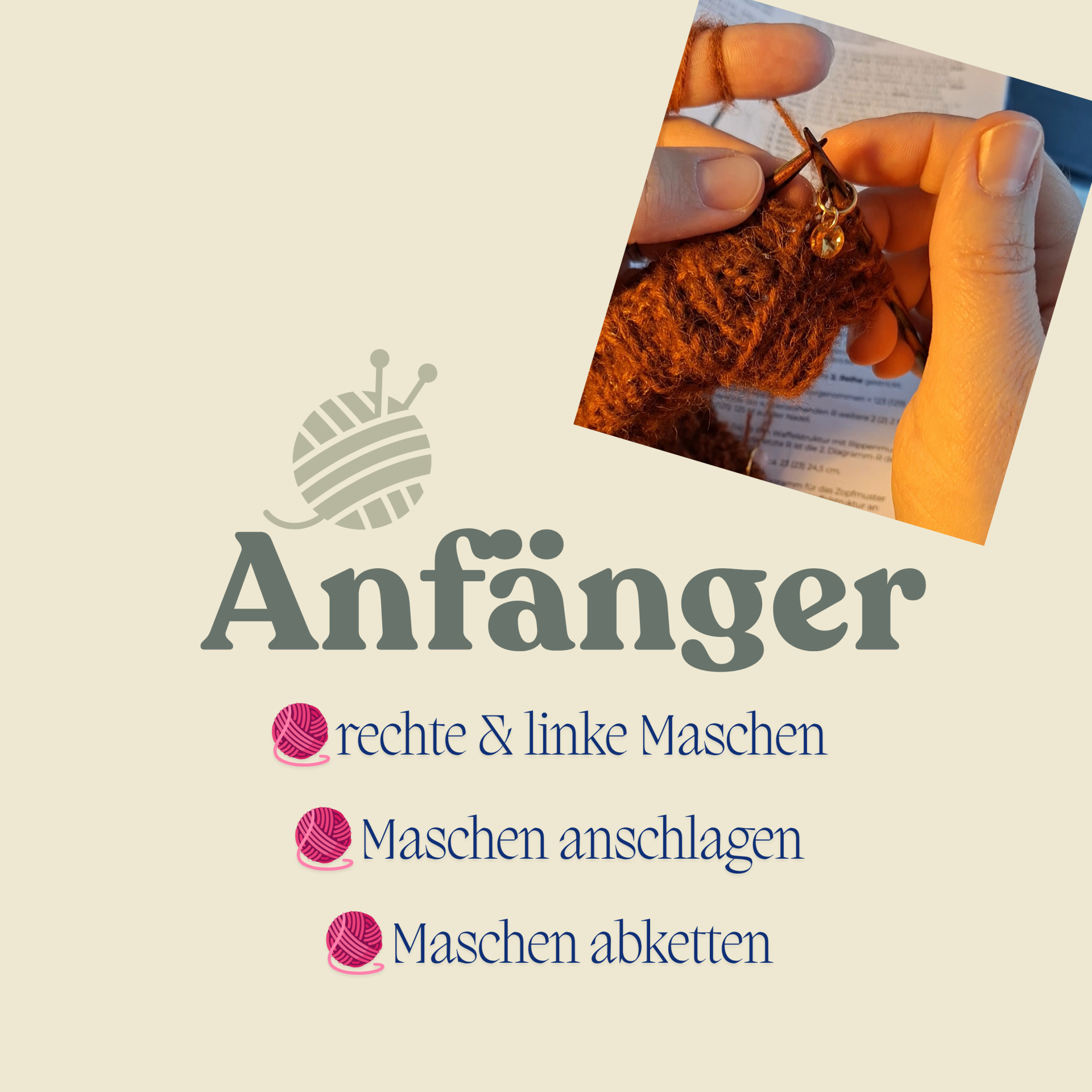 stricken lernen anfänger kurs, strickkurs grundlagen, stricken für einsteiger workshop