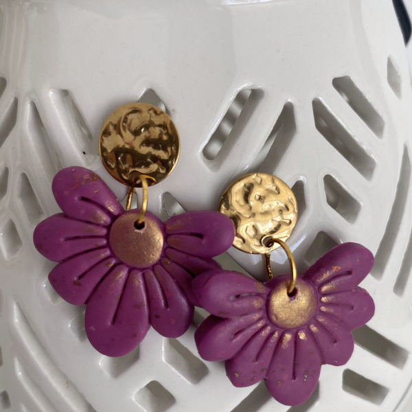 Boucles Fleurs de Lotus fuchsia