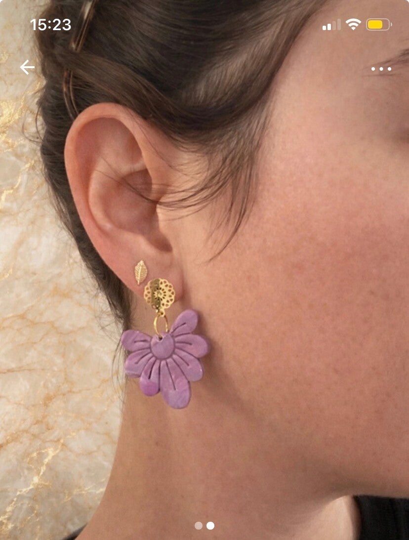 Boucles Fleurs de Lotus Lila