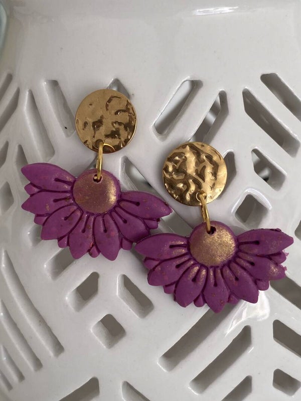 Boucles Fleurs de Lotus violette