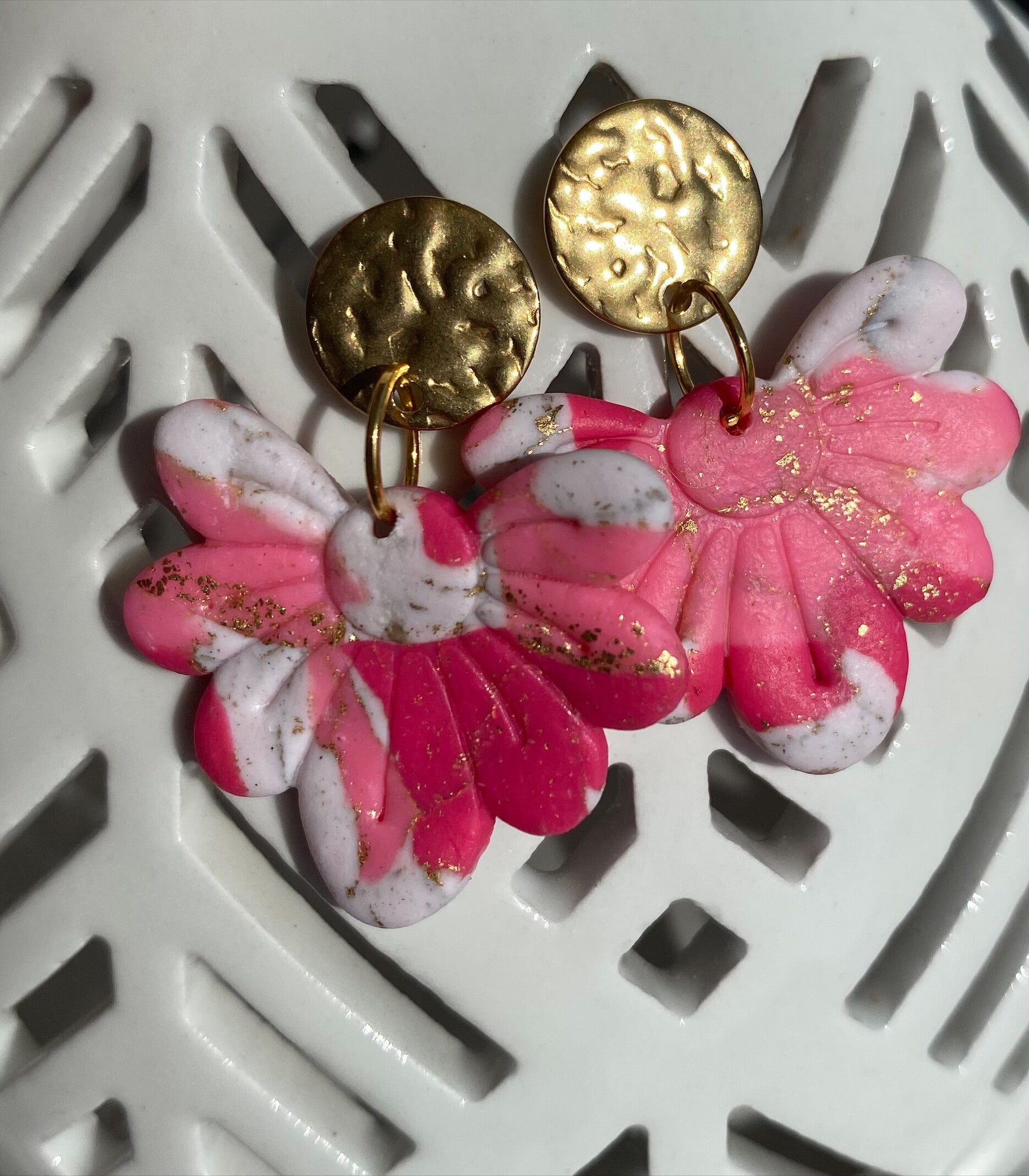 Boucles Fleurs de Lotus Rose