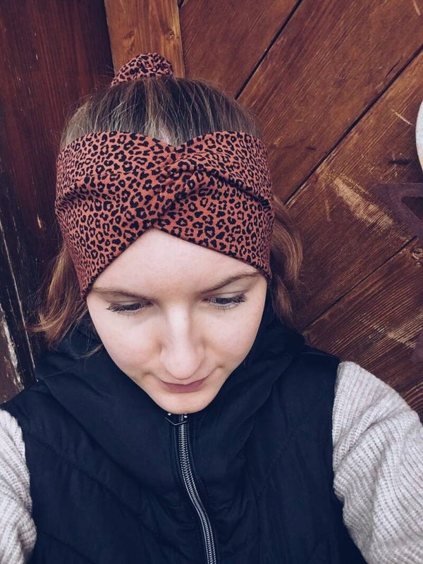 Stirnband Leoprint braun geknotet